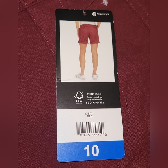 Eddie Bauer Women's Shorts Rolled Hem Bermuda Stretch Red Size 10 Ladies NWT - Picture 9 of 12